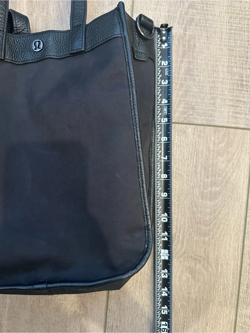 lululemon athletica Now and Always Black Shoulder Tote with Pebble Leather Trim